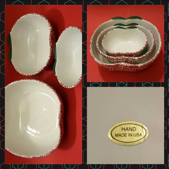 Set of 3 Ceramic Apple-shaped Nesting bowls - Picture 11 of 12